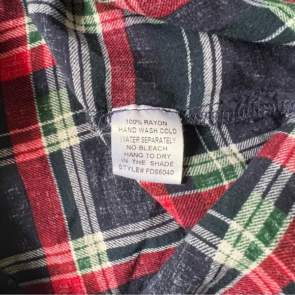 Market & Spruce Dark Blue Plaid Henley Blouse Top Size Small - Picture 5 of 6